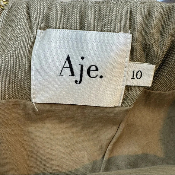 NEW Aje. Linen Blend Realm Wrap Front Mini Skirt Desert Khaki Size 10 - Picture 7 of 11